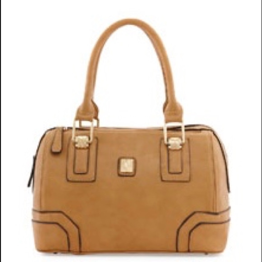 V Couture Faux-Leather Duffel Bag, Beige
